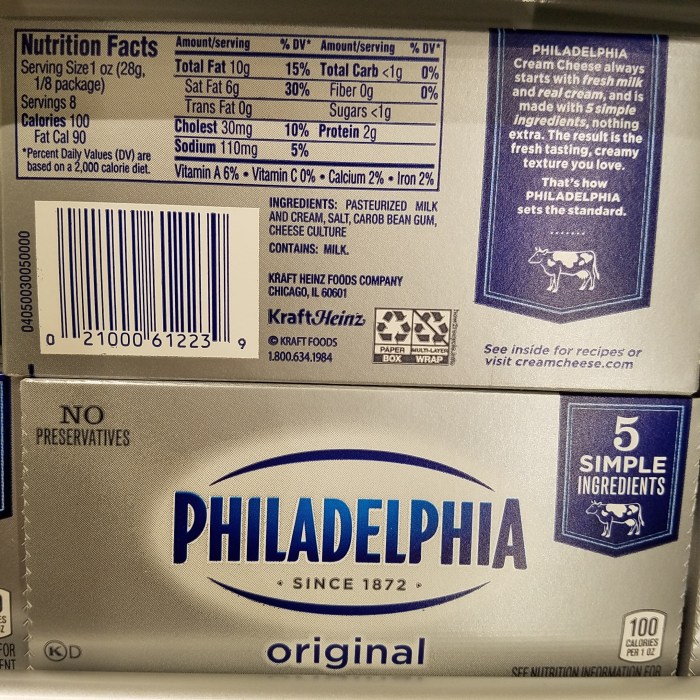 Philadelphia cream cheese nutrition facts